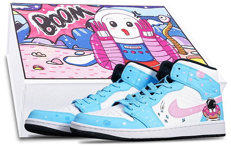 Buy [定制鞋款] Air Jordan 1 中帮 '熊猫宇航员' 554724-075(TeamT-甜甜圈宇航员S-BOX)