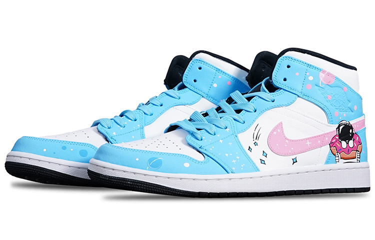 Shop [定制鞋款] Air Jordan 1 中帮 '熊猫宇航员' 554724-075(TeamT-甜甜圈宇航员S-BOX)