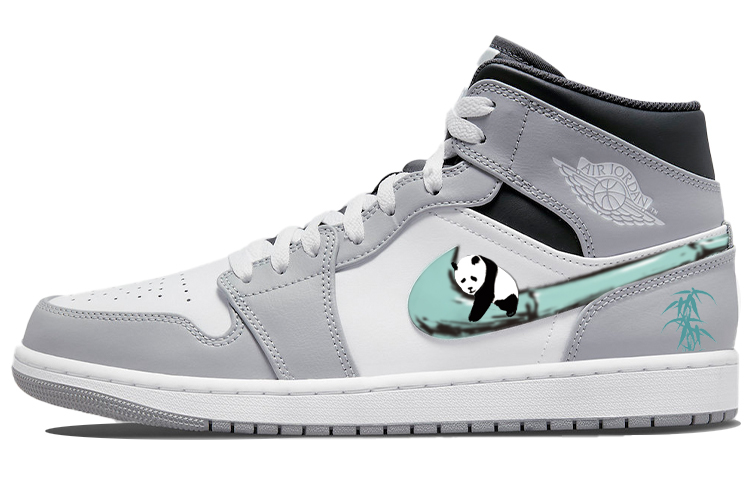 Buy [Custom Shoes] Air Jordan 1 Mid 'Panda Buluh' 554724-078(Team56-熊猫抱竹)