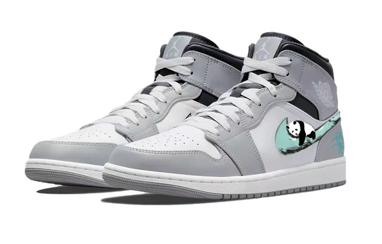 Lookbook [Custom Shoes] Air Jordan 1 Mid 'Panda Buluh' 554724-078(Team56-熊猫抱竹)