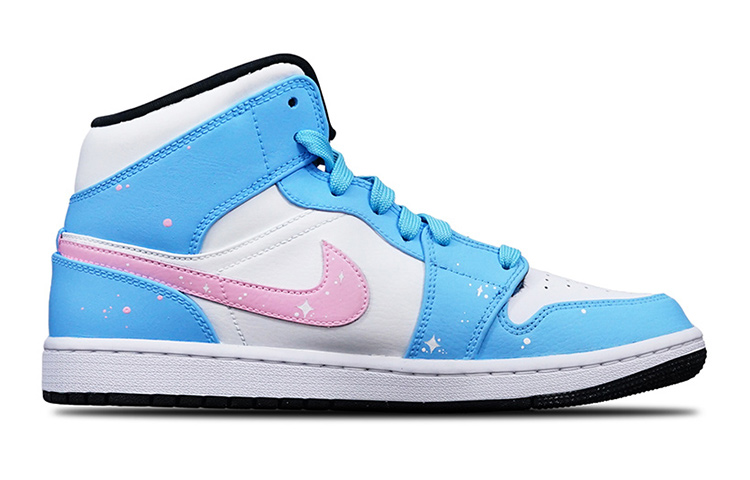 Lookbook [Kasut Custom] Air Jordan 1 Mid 'Panda Biru Merah Jambu' 554725-075(TeamT-铅笔宇航员女S-BOX)