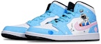 Shop 【定制球鞋】Jordan Air Jordan 1 Mid 黑白熊貓 鉛筆宇航員手繪 限量特殊鞋盒 中幫 復古籃球鞋 GS 藍粉白