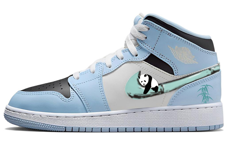 Buy [Kasut Custom] Air Jordan 1 Mid 'Panda Peluk Buluh' 555112-401(Team56-熊猫抱竹)