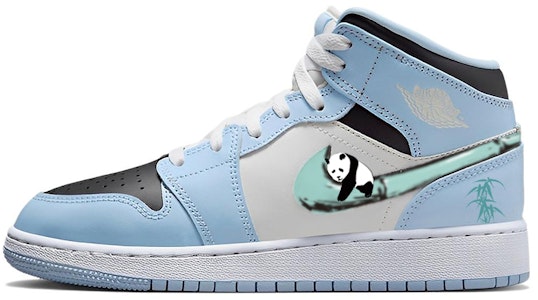 【訂製球鞋】 Jordan Air Jordan 1 Mid 新中式 熊貓抱竹 防滑耐磨 中筒 復古籃球鞋 GS 白藍綠 Buy 【訂製球鞋】 Jordan Air Jordan 1 Mid 新中式 熊貓抱竹 防滑耐磨 中筒 復古籃球鞋 GS 白藍綠