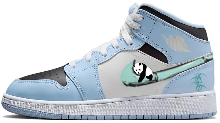 【訂製球鞋】 Jordan Air Jordan 1 Mid 新中式 熊貓抱竹 防滑耐磨 中筒 復古籃球鞋 GS 白藍綠 Buy 【訂製球鞋】 Jordan Air Jordan 1 Mid 新中式 熊貓抱竹 防滑耐磨 中筒 復古籃球鞋 GS 白藍綠