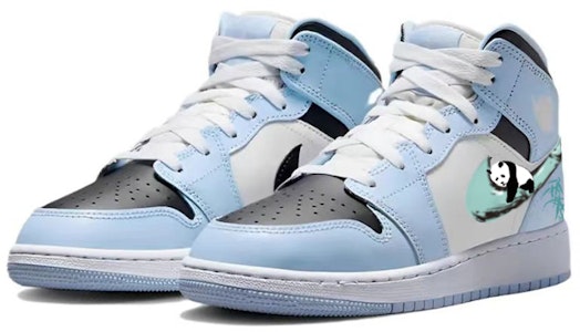 【訂製球鞋】 Jordan Air Jordan 1 Mid 新中式 熊貓抱竹 防滑耐磨 中筒 復古籃球鞋 GS 白藍綠 Lookbook 【訂製球鞋】 Jordan Air Jordan 1 Mid 新中式 熊貓抱竹 防滑耐磨 中筒 復古籃球鞋 GS 白藍綠