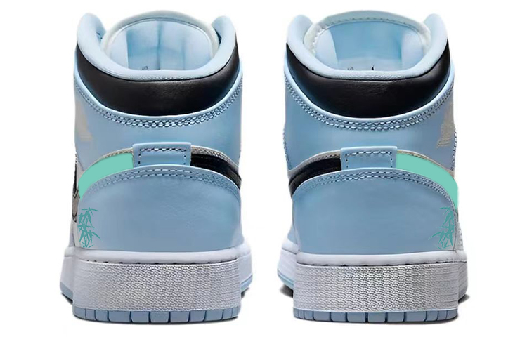 Shop [Kasut Custom] Air Jordan 1 Mid 'Panda Peluk Buluh' 555112-401(Team56-熊猫抱竹)