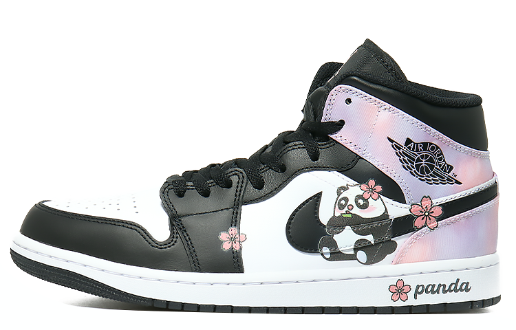 Buy [Kasut Custom] Air Jordan 1 Mid 'Panda Bunga Merah Kecil' DM1200-001(Team10-熊猫小红花)
