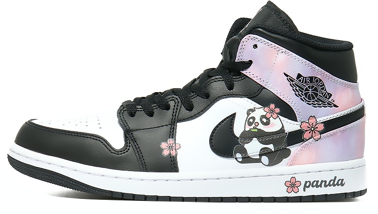 custom-shoes-air-jordan-1-mid-panda-little-red-flower