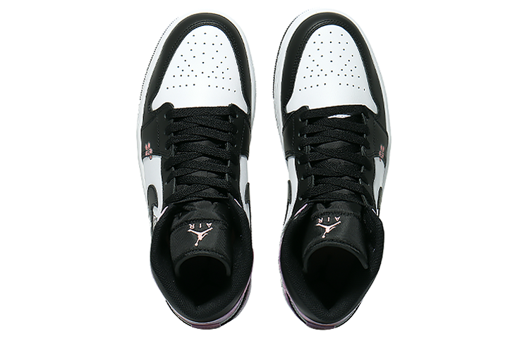 Shop [Kasut Custom] Air Jordan 1 Mid 'Panda Bunga Merah Kecil' DM1200-001(Team10-熊猫小红花)