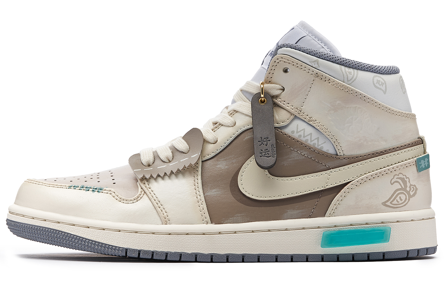 Order [Kasut Custom] Air Jordan 1 Mid 'Panda Mocha Tahun Arnab' 554724-135-401643