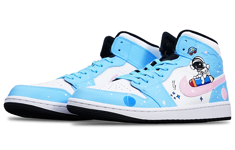 Lookbook [Kasut Custom] Air Jordan 1 Mid 'Panda Pensel Angkasawan' 554724-075(TeamT-铅笔宇航员S-BOX)