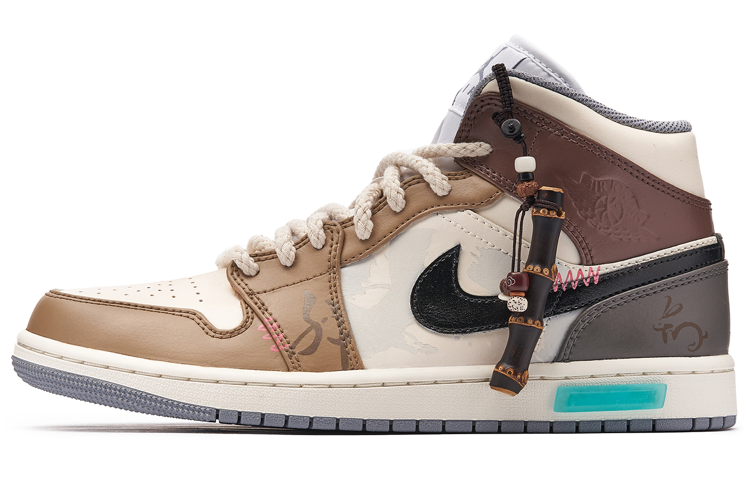 Buy [Sepatu Custom] Air Jordan 1 Mid 'Panda Prank Bambu Imlek 2023' 554724-135(TeamH-男款修竹S-BOX)