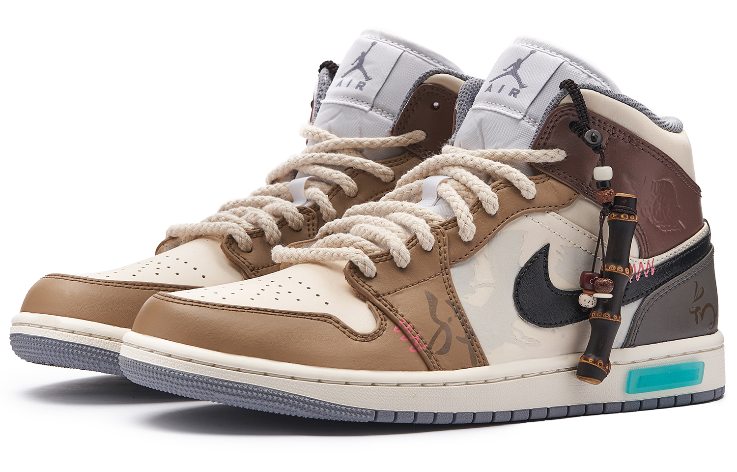 Lookbook [Sepatu Custom] Air Jordan 1 Mid 'Panda Prank Bambu Imlek 2023' 554724-135(TeamH-男款修竹S-BOX)