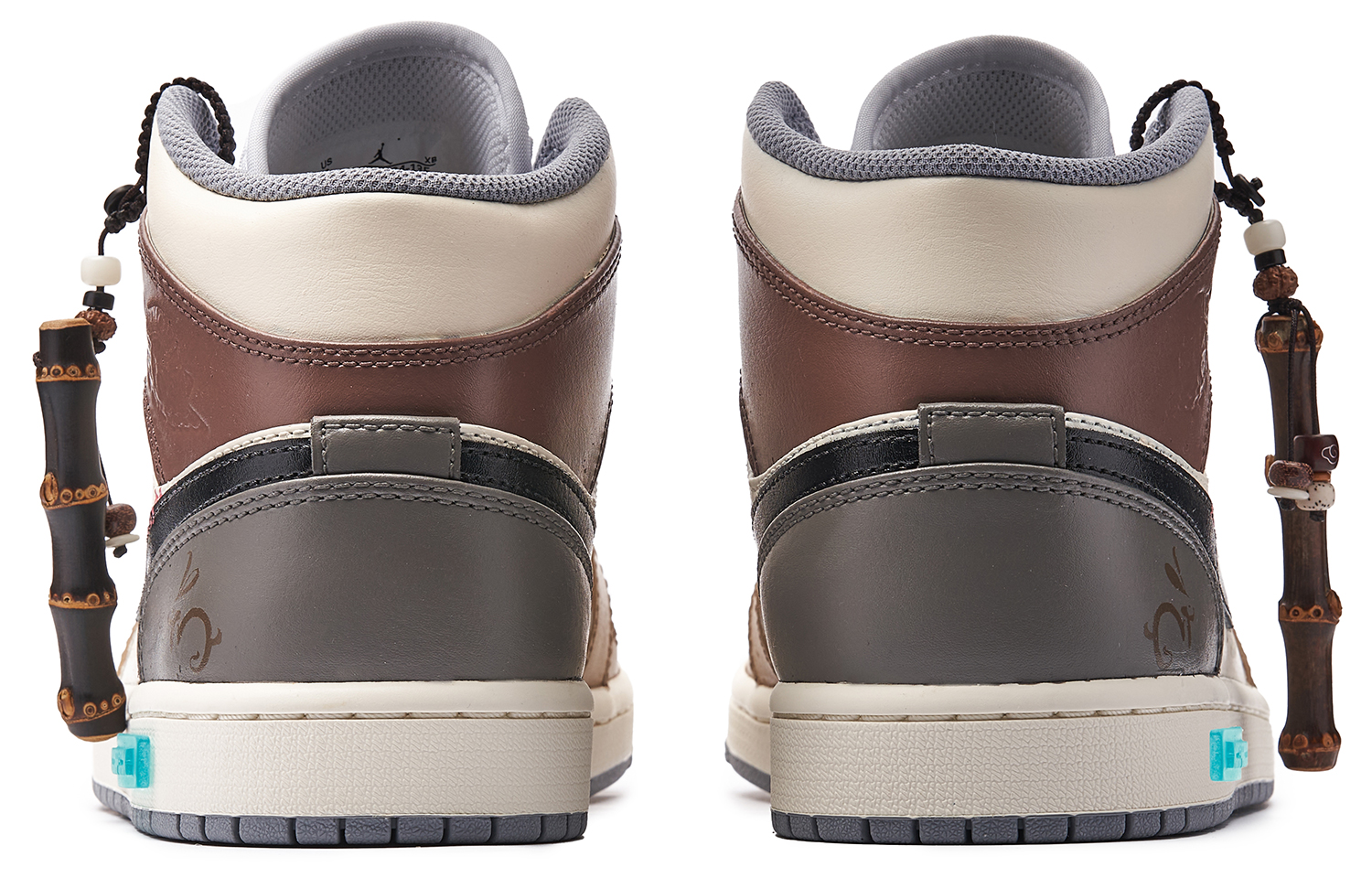 Shop [Sepatu Custom] Air Jordan 1 Mid 'Panda Prank Bambu Imlek 2023' 554724-135(TeamH-男款修竹S-BOX)