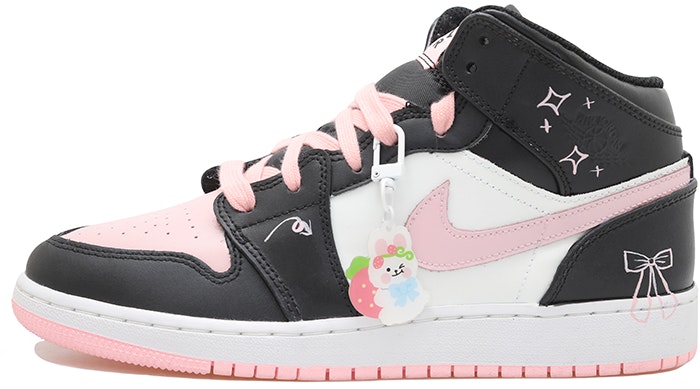 custom-shoes-air-jordan-1-mid-panda-strawberry-bow
