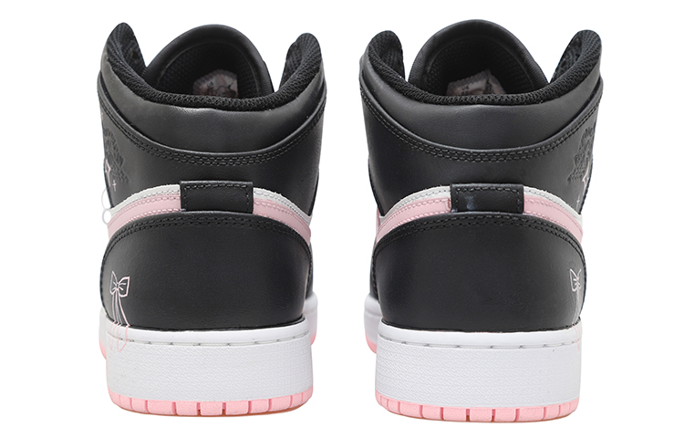 Shop 에어 조던 1 미드 '판다 딸기 리본' (커스텀) 555112-061(Team拾玖-黑粉兔S-BOX）