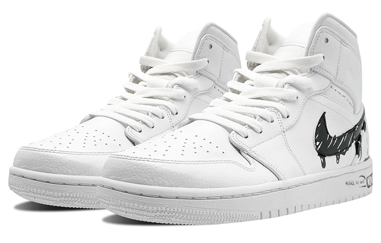 Lookbook [Zapatillas Personalizadas] Air Jordan 1 Mid 'Grafiti de Lápiz Derretido' 554724-130(Team-E男款铅笔涂鸦黑白)