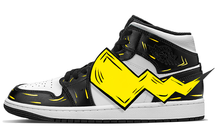 Buy [Sepatu Kustom] Air Jordan 1 Mid 'Pikachu Island Hijau Pulau' 554724-132(TeamY-男款皮卡丘黑色)