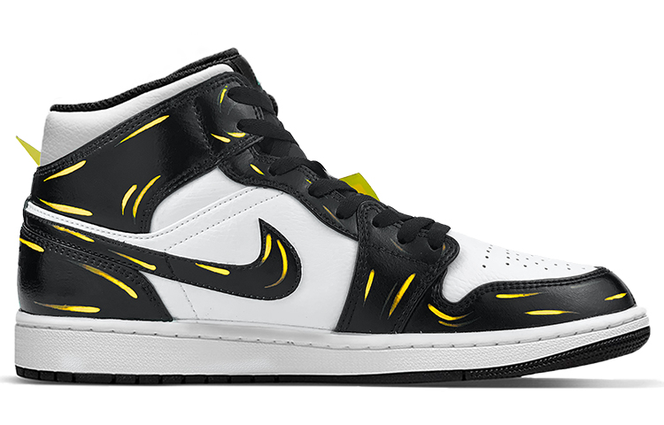 Order [Sepatu Kustom] Air Jordan 1 Mid 'Pikachu Island Hijau Pulau' 554724-132(TeamY-男款皮卡丘黑色)