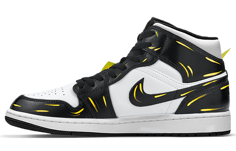 Shop [Sepatu Kustom] Air Jordan 1 Mid 'Pikachu Island Hijau Pulau' 554724-132(TeamY-男款皮卡丘黑色)