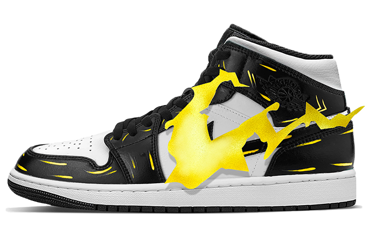 Purchase [Sepatu Kustom] Air Jordan 1 Mid 'Pikachu Island Hijau Pulau' 554724-132(TeamY-男款皮卡丘黑色)