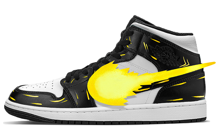 Details for [Sepatu Kustom] Air Jordan 1 Mid 'Pikachu Island Hijau Pulau' 554724-132(TeamY-男款皮卡丘黑色)