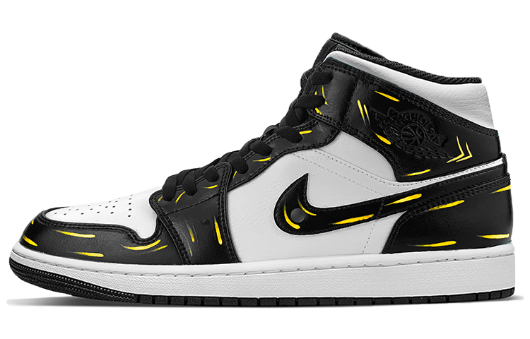 Sizing [Sepatu Kustom] Air Jordan 1 Mid 'Pikachu Island Hijau Pulau' 554724-132(TeamY-男款皮卡丘黑色)