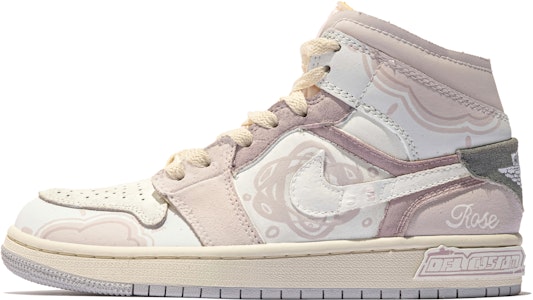 【定制球鞋】Jordan Air Jordan 1 Mid 達芬奇定制 特殊鞋盒 洛神 中幫 復古籃球鞋 GS 粉米 Buy 【定制球鞋】Jordan Air Jordan 1 Mid 達芬奇定制 特殊鞋盒 洛神 中幫 復古籃球鞋 GS 粉米