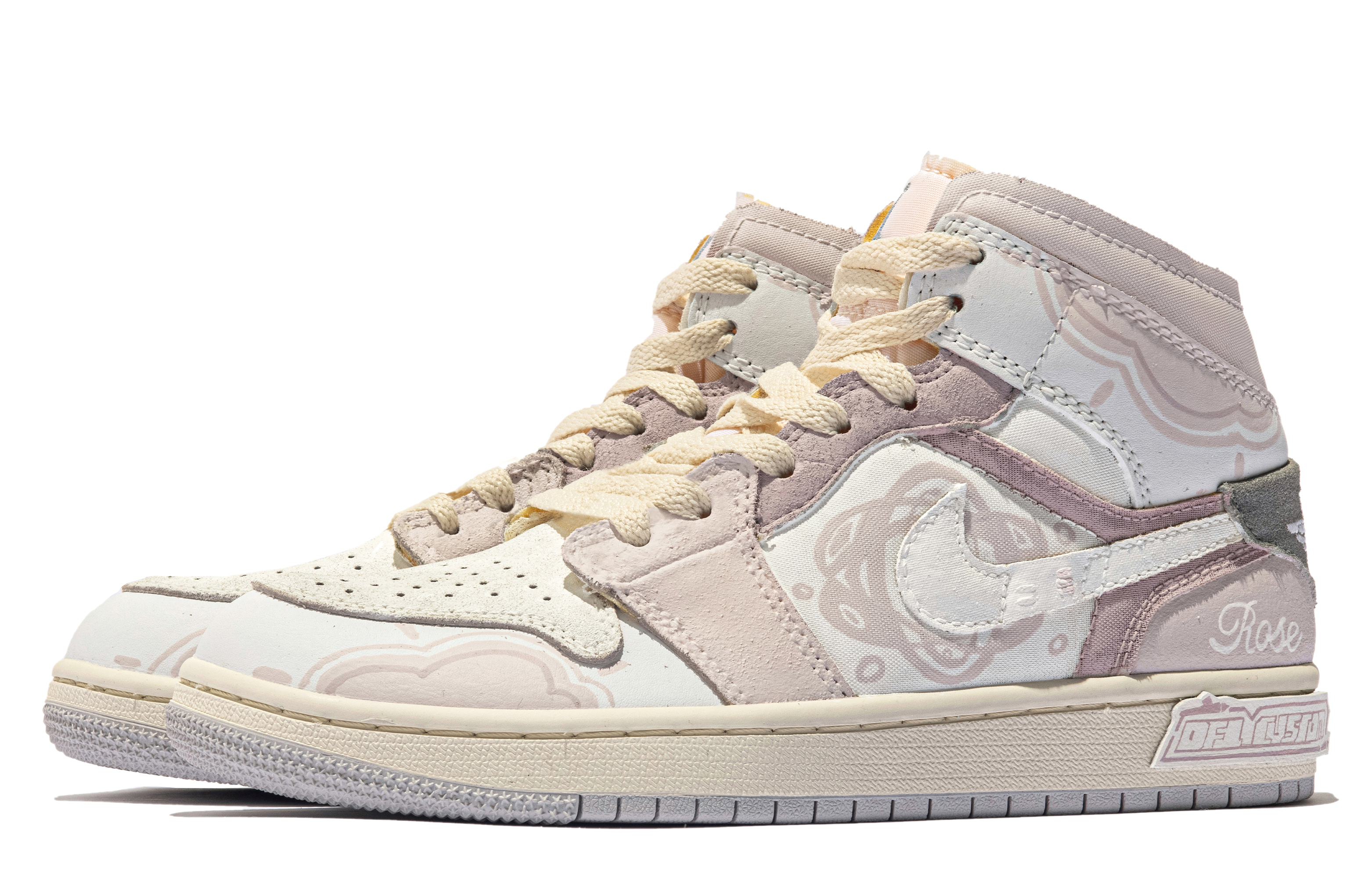 Lookbook 【定制球鞋】Jordan Air Jordan 1 Mid 達芬奇定制 特殊鞋盒 洛神 中幫 復古籃球鞋 GS 粉米