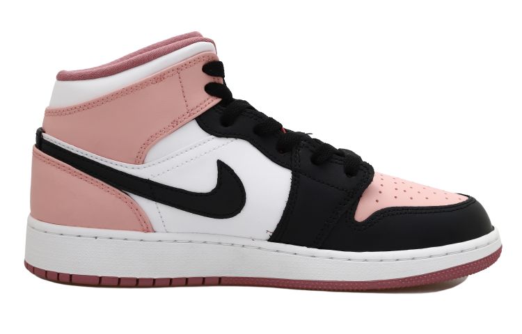 Lookbook [Sepatu Kustom] Air Jordan 1 Mid 'Pink Black White Heart Patch' DQ8423-616(Team拾玖-粉心贴布S-BOX)