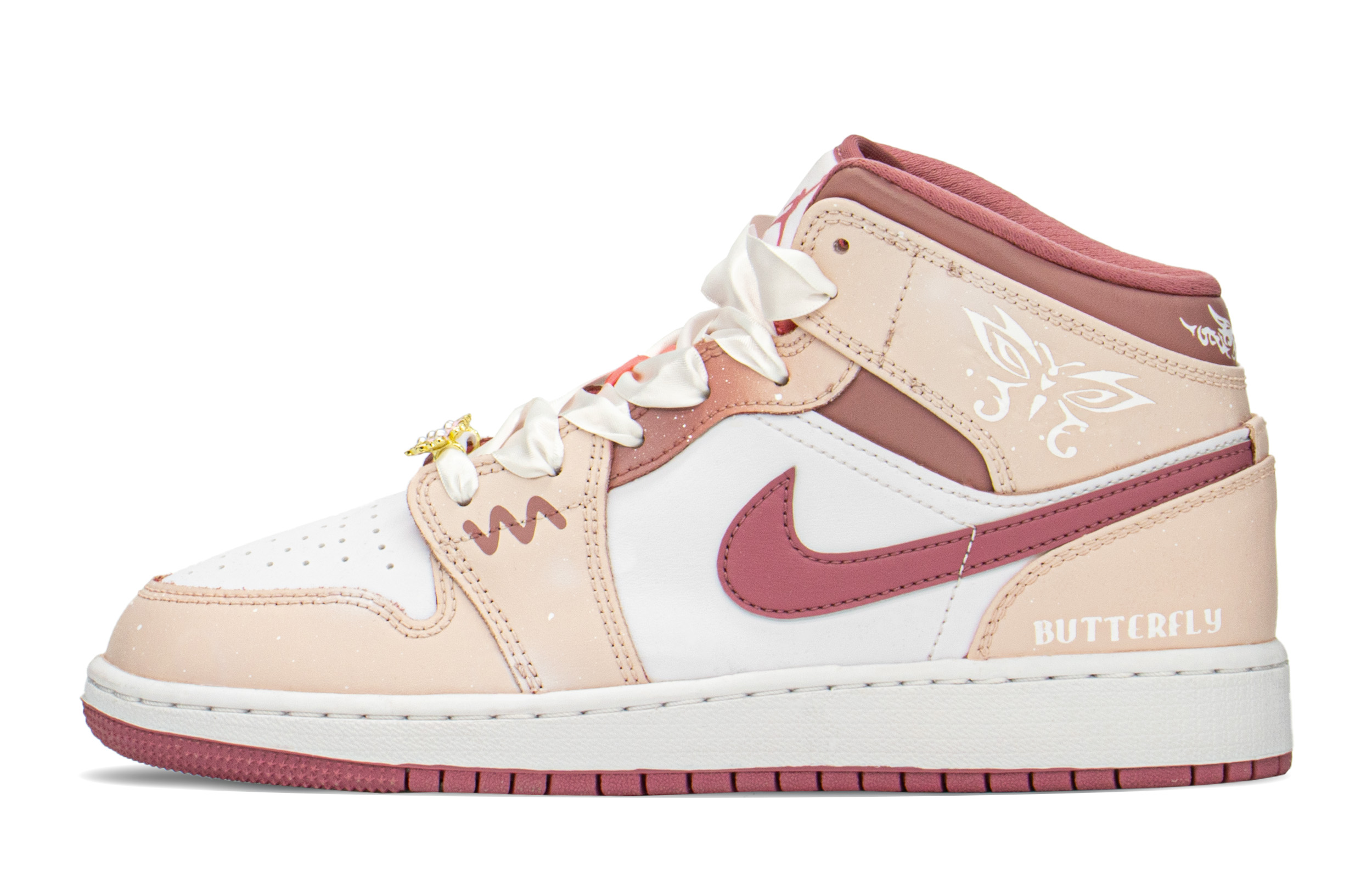 Buy [Kasut Kustom] Air Jordan 1 Mid 'Rama-Rama Merah Jambu' DQ8423-616(TeamA-粉蝶)