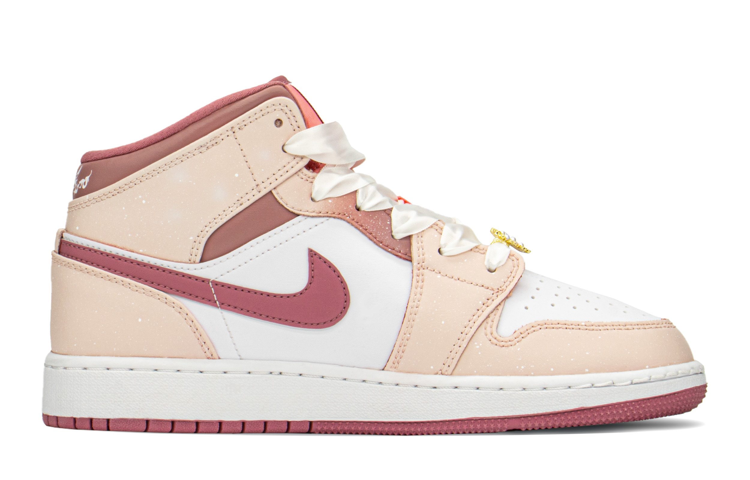 Order [Kasut Kustom] Air Jordan 1 Mid 'Rama-Rama Merah Jambu' DQ8423-616(TeamA-粉蝶)