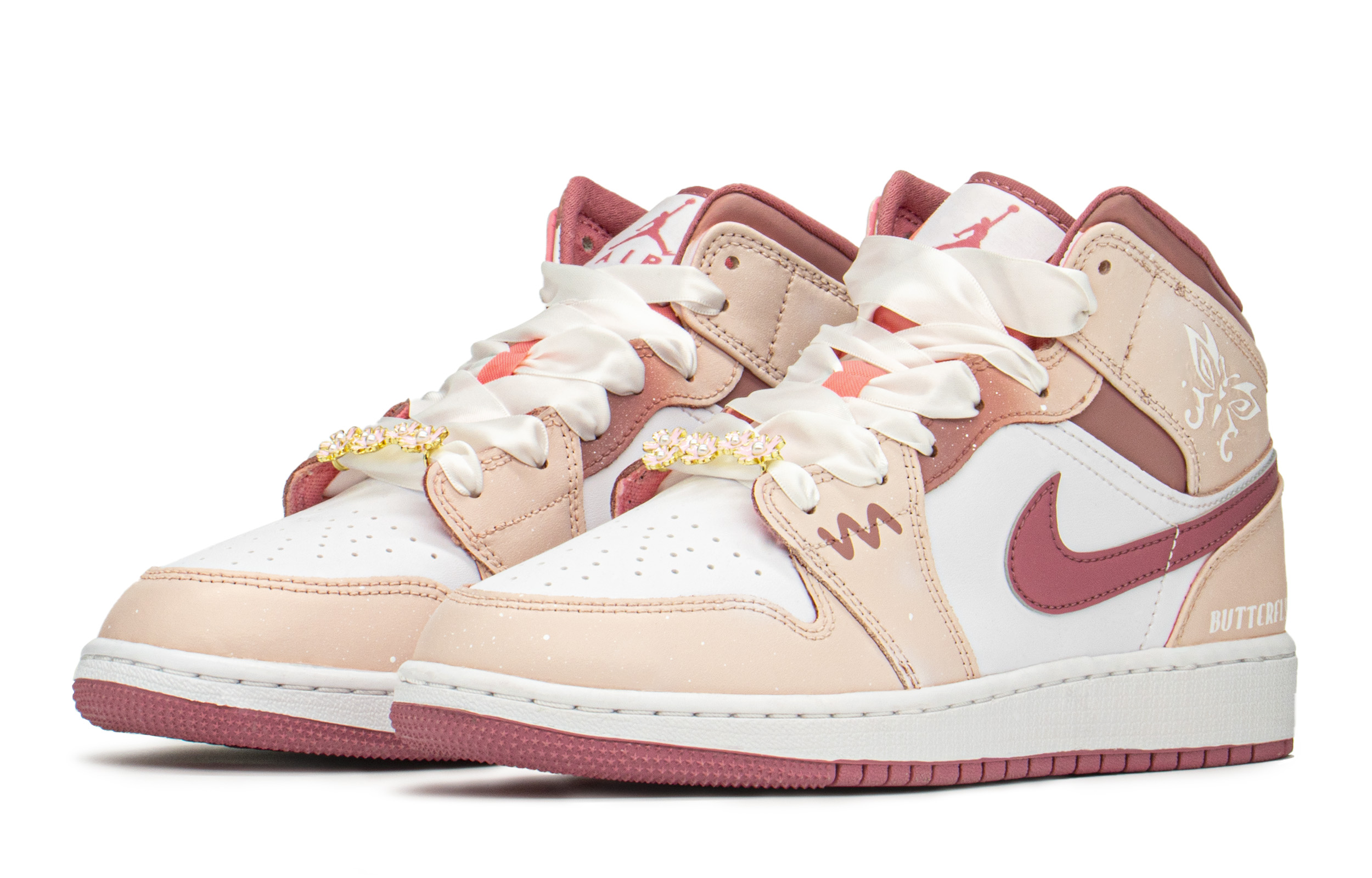 Lookbook [Sepatu Khusus] Air Jordan 1 Mid 'Pink Butterfly' DQ8423-616(TeamA-粉蝶S-BOX)