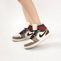 【客製球鞋】 Jordan Air Jordan 1 翻毛皮 小熊貓 阿美咔叽 街頭 做舊 防滑耐磨 中筒 復古籃球鞋 男款 粉白棕 1