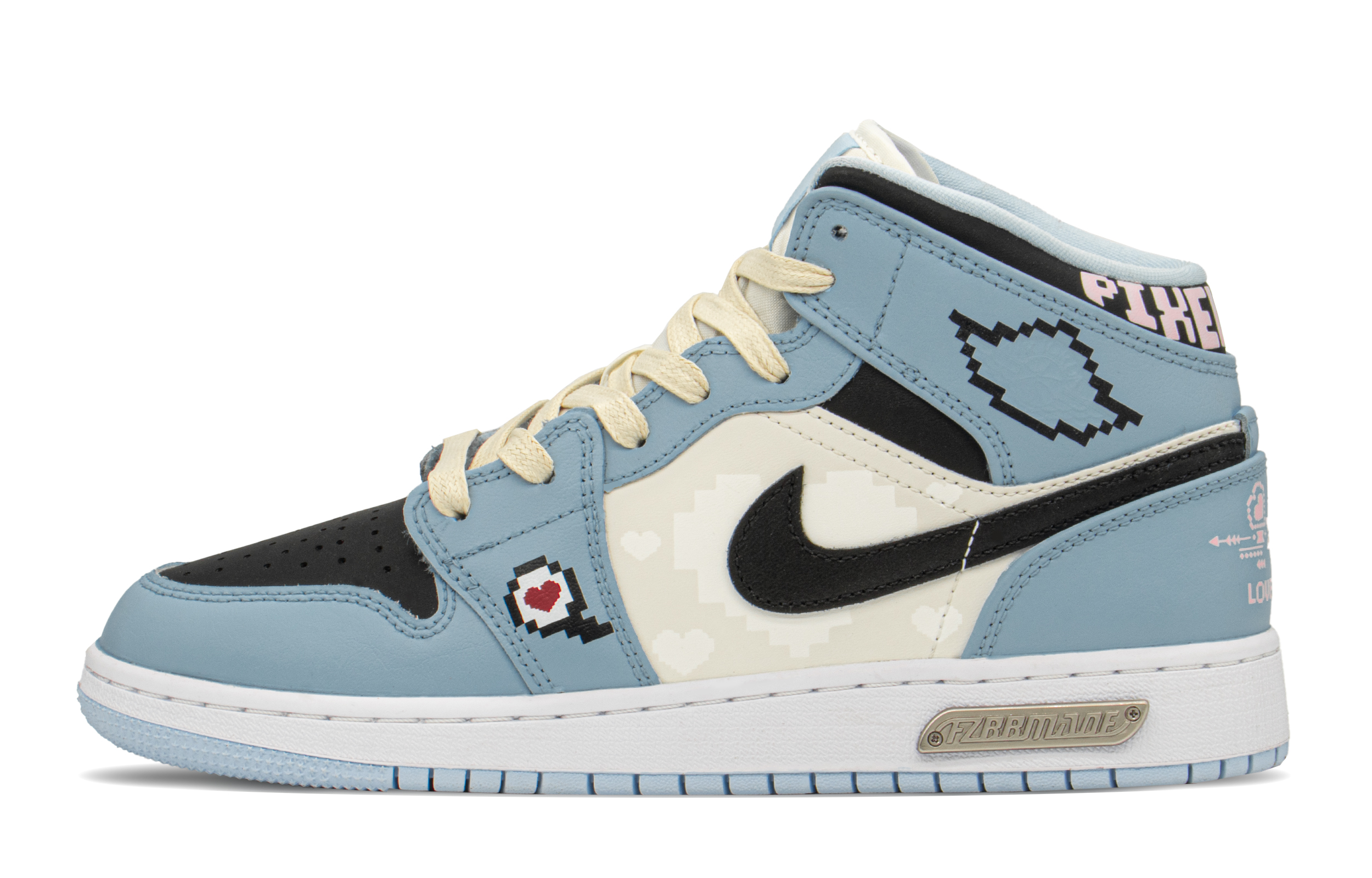 Order [Kasut Custom] Air Jordan 1 Mid 'Pixel Blue Heart' 555112-401(TeamA-AJ像素蓝S-BOX)