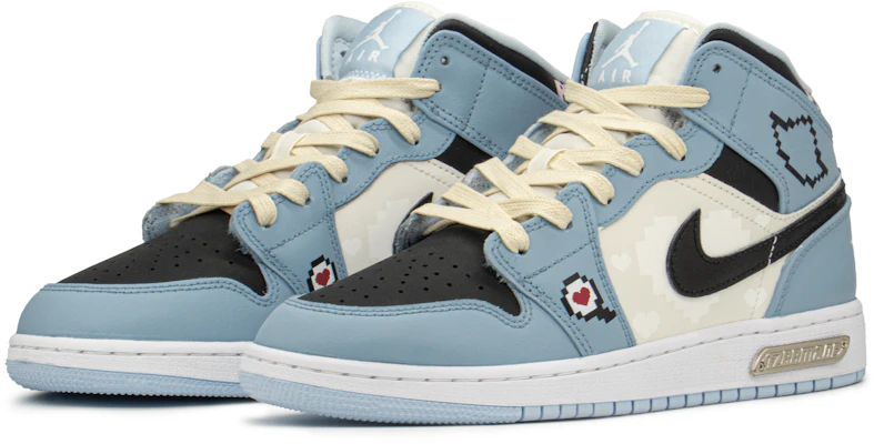 【定制球鞋】Jordan Air Jordan 1 FZBB 像素藍愛心 中幫 復古籃球鞋 GS 藍米 Shop 【定制球鞋】Jordan Air Jordan 1 FZBB 像素藍愛心 中幫 復古籃球鞋 GS 藍米