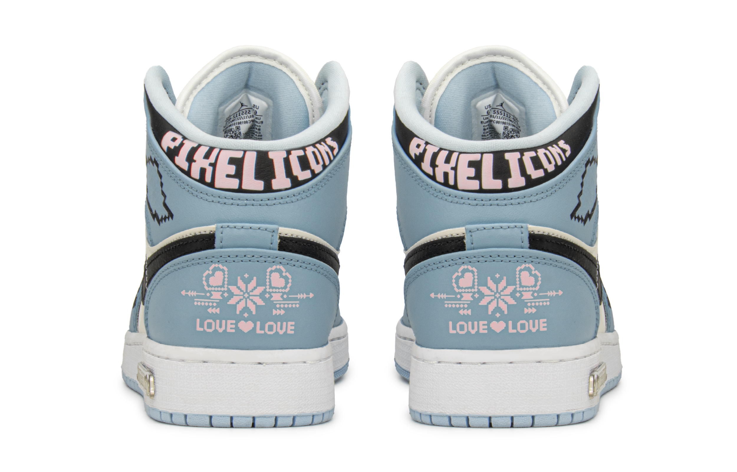 Purchase [Kasut Custom] Air Jordan 1 Mid 'Pixel Blue Heart' 555112-401(TeamA-AJ像素蓝S-BOX)