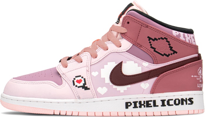 에어 조던 1 미드 '픽셀 하트' (커스텀) 554725-604(TeamA-爱心像素) Buy 에어 조던 1 미드 '픽셀 하트' (커스텀) 554725-604(TeamA-爱心像素)