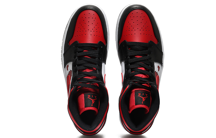 Shop [Sepatu Kustom] Air Jordan 1 Mid 'Pixel Heart Bred Toe' 554724-079(Team10-像素爱心男黑红QD)