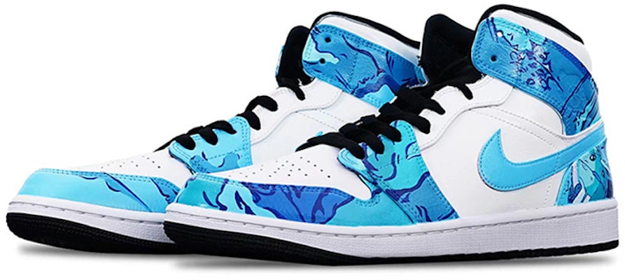 【定制球鞋】Jordan Air Jordan 1 Mid 潮玩電競 魔靈 電玩 中幫 復古籃球鞋 男款 藍白 Lookbook 【定制球鞋】Jordan Air Jordan 1 Mid 潮玩電競 魔靈 電玩 中幫 復古籃球鞋 男款 藍白