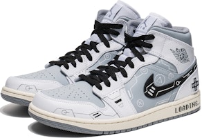 Sepatu Kustom Air Jordan 1 Mid 'PS5 Grey Console' 554724-135(TeamB-男款灰电玩Mid) Lookbook Sepatu Kustom Air Jordan 1 Mid 'PS5 Grey Console' 554724-135(TeamB-男款灰电玩Mid)