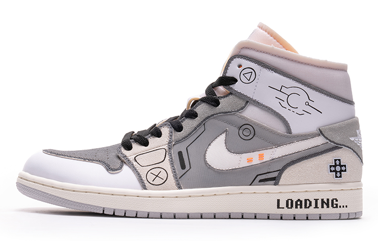 Buy 에어 조던 1 미드 'PS5 그레이 게이밍 3.0' 커스텀 DM9652-100(TeamB-男款灰电玩3.0黑白灰)