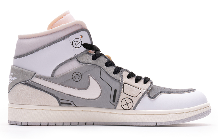 Order 에어 조던 1 미드 'PS5 그레이 게이밍 3.0' 커스텀 DM9652-100(TeamB-男款灰电玩3.0黑白灰)