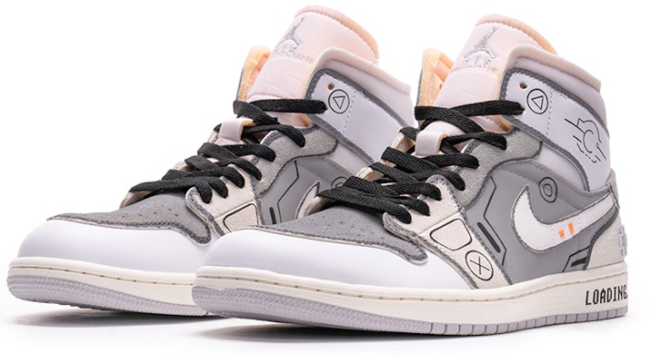 【定制球鞋】 Jordan Air Jordan 1 Mid 野鶴製造 材質拼接 PS5主題 灰电玩 3.0 立體按鍵 中幫 復古籃球鞋 男款 黑白灰 Lookbook 【定制球鞋】 Jordan Air Jordan 1 Mid 野鶴製造 材質拼接 PS5主題 灰电玩 3.0 立體按鍵 中幫 復古籃球鞋 男款 黑白灰