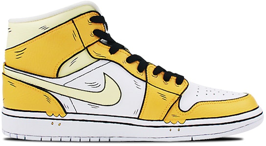 【訂製球鞋】Jordan Air Jordan 1 Mid 是在玩鞋 手繪 噴繪 卡通動畫 寶可夢 寵物小精靈 可達鴨 中幫 籃球鞋 男款 黃白 Order 【訂製球鞋】Jordan Air Jordan 1 Mid 是在玩鞋 手繪 噴繪 卡通動畫 寶可夢 寵物小精靈 可達鴨 中幫 籃球鞋 男款 黃白
