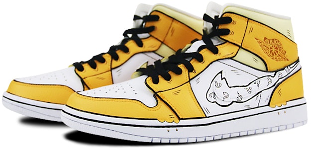 【訂製球鞋】Jordan Air Jordan 1 Mid 是在玩鞋 手繪 噴繪 卡通動畫 寶可夢 寵物小精靈 可達鴨 中幫 籃球鞋 男款 黃白 Lookbook 【訂製球鞋】Jordan Air Jordan 1 Mid 是在玩鞋 手繪 噴繪 卡通動畫 寶可夢 寵物小精靈 可達鴨 中幫 籃球鞋 男款 黃白