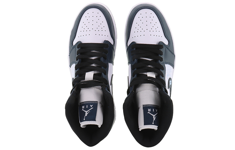 Shop [Kasut Custom] Air Jordan 1 Mid 'Tahun Arnab Hitam Putih Hijau' 554724-411(Team10-雪兔)