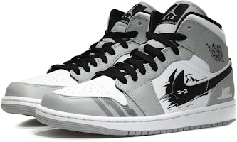 【定制球鞋】Jordan Air Jordan 1 Mid 賽車世界 酷炫 秋名山 潮酷時尚 煙灰 '小dior' 中幫 復古籃球鞋 男款 煙灰 Lookbook 【定制球鞋】Jordan Air Jordan 1 Mid 賽車世界 酷炫 秋名山 潮酷時尚 煙灰 '小dior' 中幫 復古籃球鞋 男款 煙灰