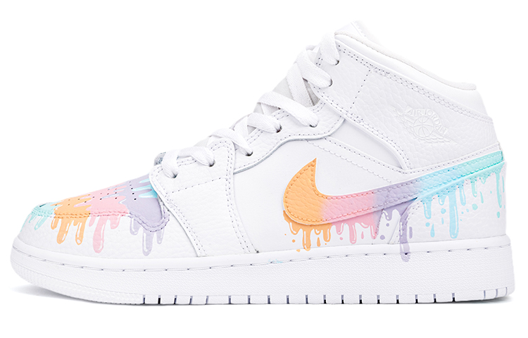 Buy 레인보우 멜팅 에어 조던 1 미드 (커스텀) 554725-130(Team18-AJ中帮彩虹糖浆)